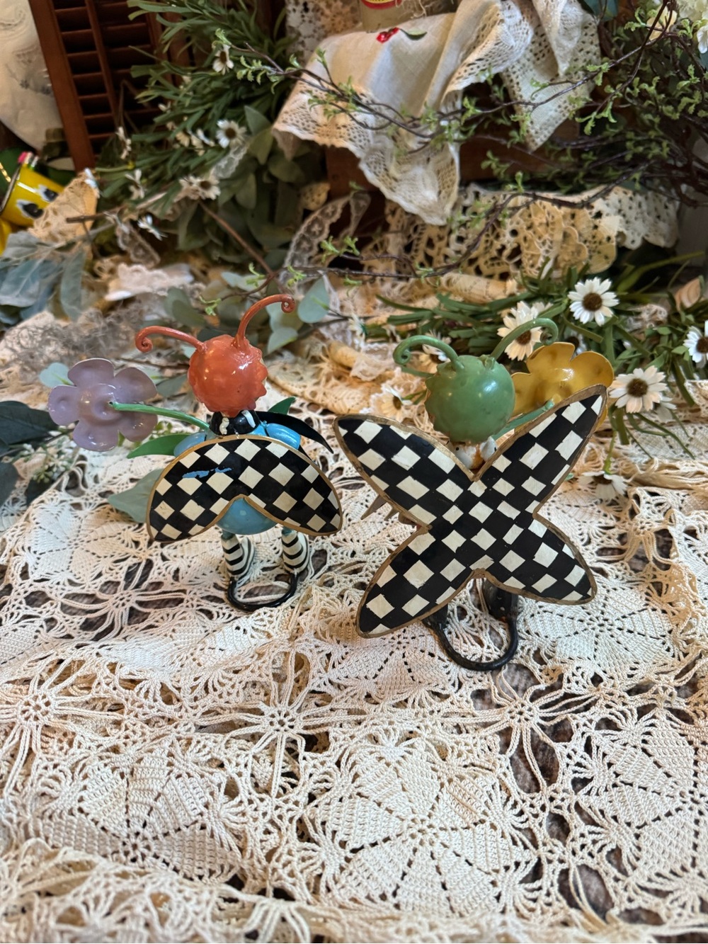 MacKenzie-Childs Blue and Yellow Whimsical Bee Garden Decor - Picture 5 of 8